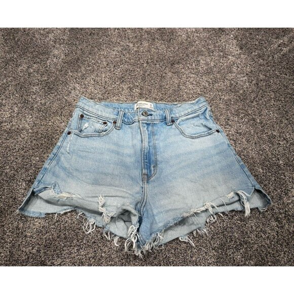 abercrombie and fitch the cutoff short high rise Blue Sz 28 EUC - Picture 2 of 6
